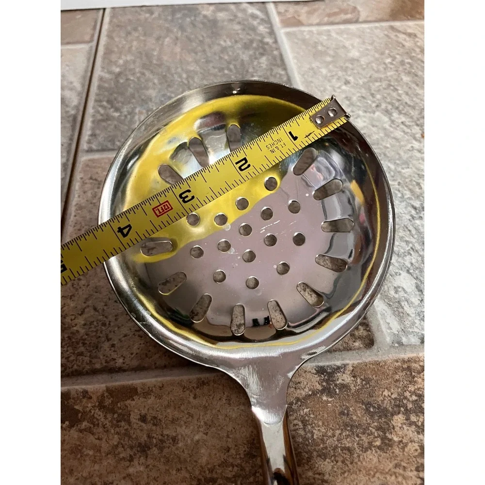 Stainless Steel Skimmer Spoon Silver Mirror Finish Twisted Handle 14.75 Inch
